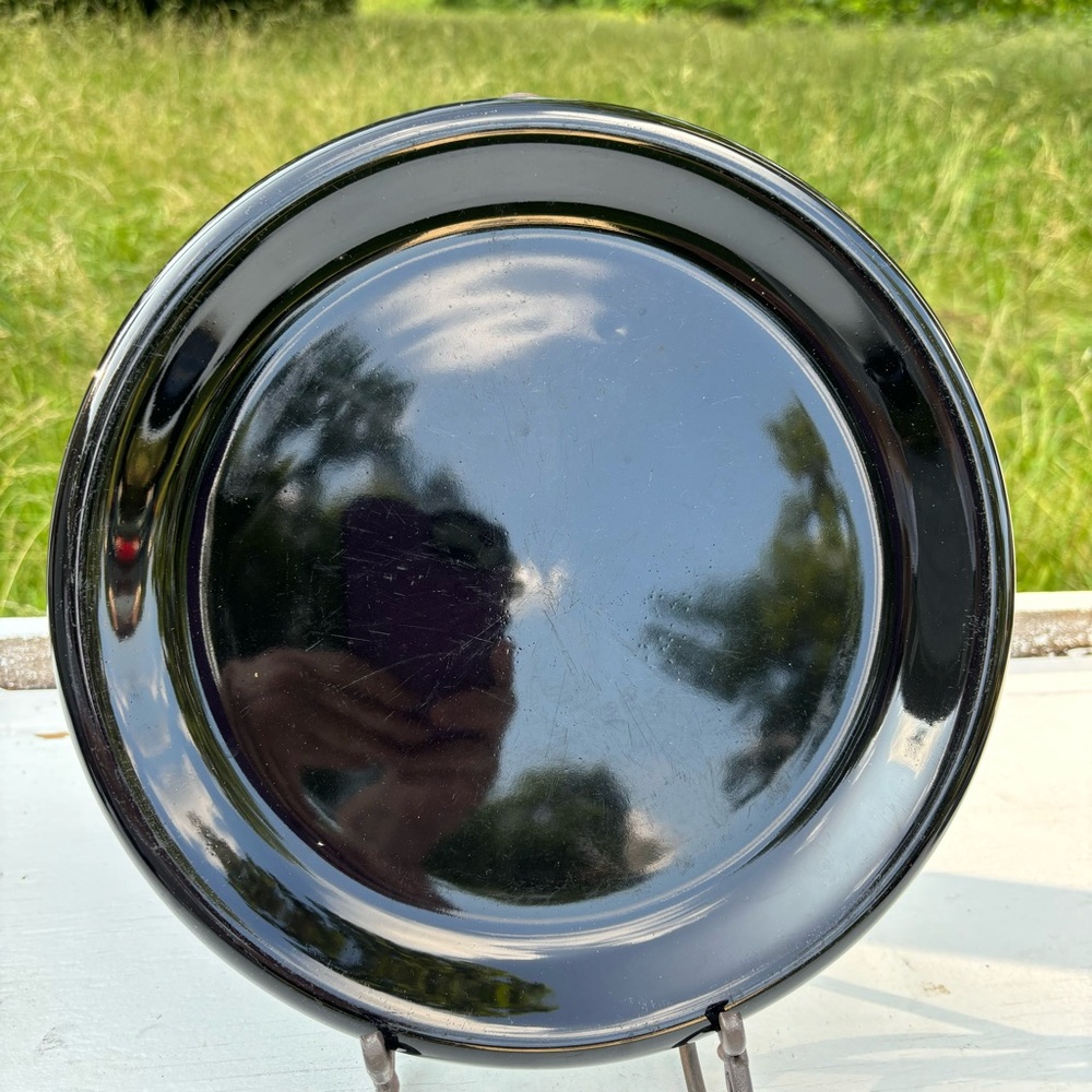 VTG crown corning 12” black dinner plate dining kitchen dinner dish